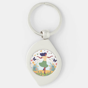 Joyful Garden Dancer Metal Keychain