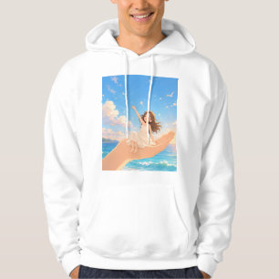 joyful Girl on a Gentle Hand by the Ocean Hoodie