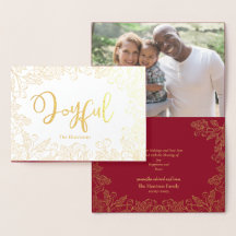 Joyful Gold Berries Burgundy Christmas Photo