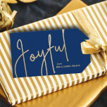 JOYFUL Gold Faux Foil Blue Christmas Gift Tags<br><div class="desc">Joyful in a faux gold foil script and your names in chic lettering,  these blue gift tags or party favor tags are stylish for any Christmas holiday occasion. More colors and MATCHING items in our store.</div>