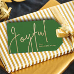 JOYFUL Gold Faux Foil Green Christmas Gift Tags<br><div class="desc">Joyful in a faux gold foil script and your names in chic lettering,  these green gift tags or party favor tags are stylish for any Christmas holiday occasion. More colors and MATCHING items in our store.</div>