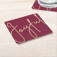 JOYFUL Gold Faux Foil on Cranberry