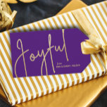 JOYFUL Gold Faux Foil Purple Christmas Gift Tags<br><div class="desc">Joyful in a faux gold foil script and your names in chic lettering,  these purple gift tags or party favour tags are stylish for any Christmas holiday occasion. More colours and MATCHING items in our store.</div>