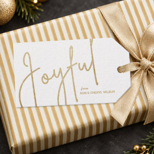 JOYFUL Gold Faux Foil White Gift Tags
