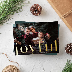 Joyful Gold   Full Photo Foil Holiday Card