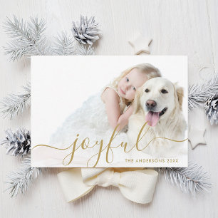 Joyful Gold Script moderne Carte photo de vacances