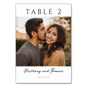 Joyful Golden Minimalist Photo Table Number