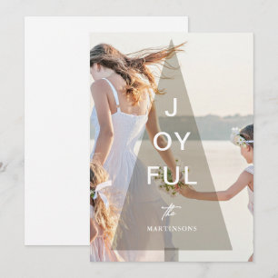 Joyful Golden Yellow Christmas Tree Overlay Holiday Card