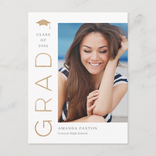 Joyful Grad Editable Colour Graduation Postcard (Front)