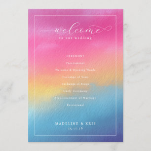 Joyful Gradient Wedding Ceremony Program