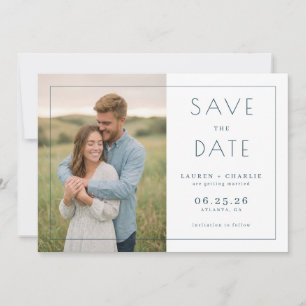 Joyful Green Minimalist Photo Save The Date