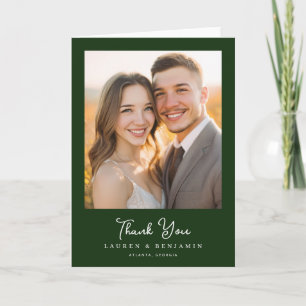Joyful Green Romantic Photo Thank You Card