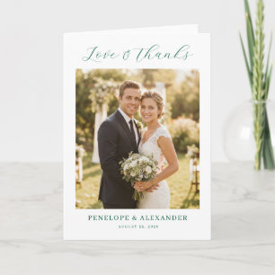 Joyful Green Romantic Photo Thank You Card