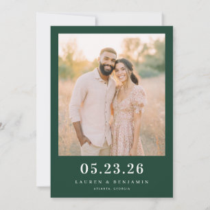 Joyful Green Rustic Photo Save The Date