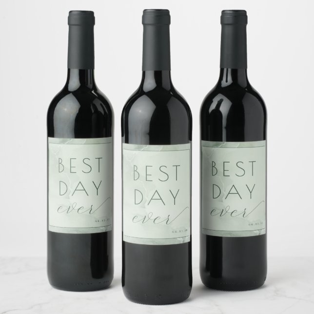 Joyful Green Watercolor Celebration Wine Label (Bottles)