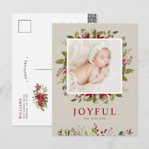 Joyful Greenery   Christmas Photo Holiday Postcard