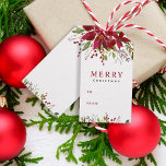 Joyful Greenery Merry Christmas Gift Tags<br><div class="desc">Custom printed holiday gift tags personalized with your text. This elegant modern design features watercolor greenery with poinsettias and holly leaves to coordinate with our Joyful Greenery holiday collection. Use the design tools to choose any background colours, edit the text fonts and colours or upload your own photos to design...</div>