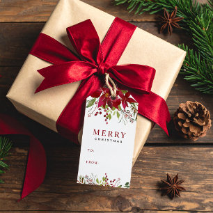 Joyful Greenery Merry Christmas Kraft Gift Tags