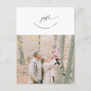 Joyful, Greeting, Family Photo, Smiling Script Postcard