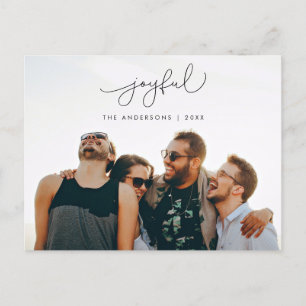 Joyful Greeting, Merry Christmas Family Photo Postcard