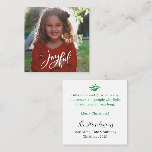 Joyful Greetings Merry Christmas BUDGET Note Card (Front/Back)