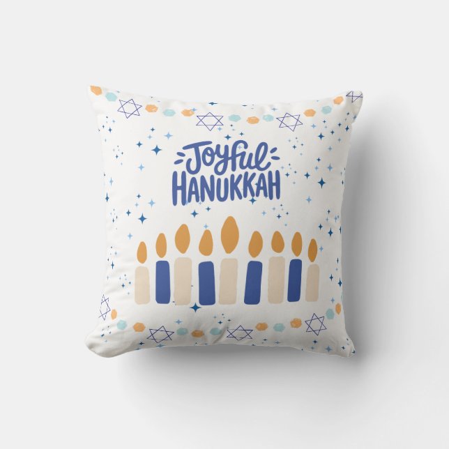 Joyful Hanukkah Throw Pillow (Front)