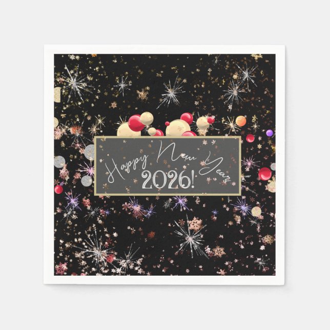 Joyful happy new year 2026 banner napkin (Front)