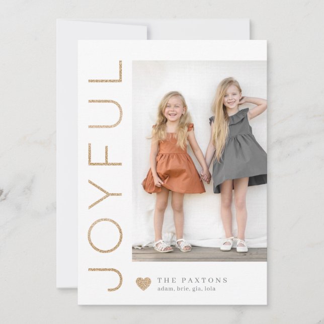 Joyful Heart EDITABLE COLOR Holiday Photo Card (Front)