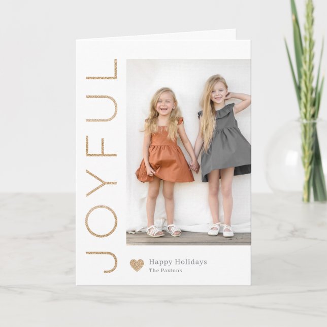 Joyful Heart EDITABLE COLOR Holiday Photo Card (Front)