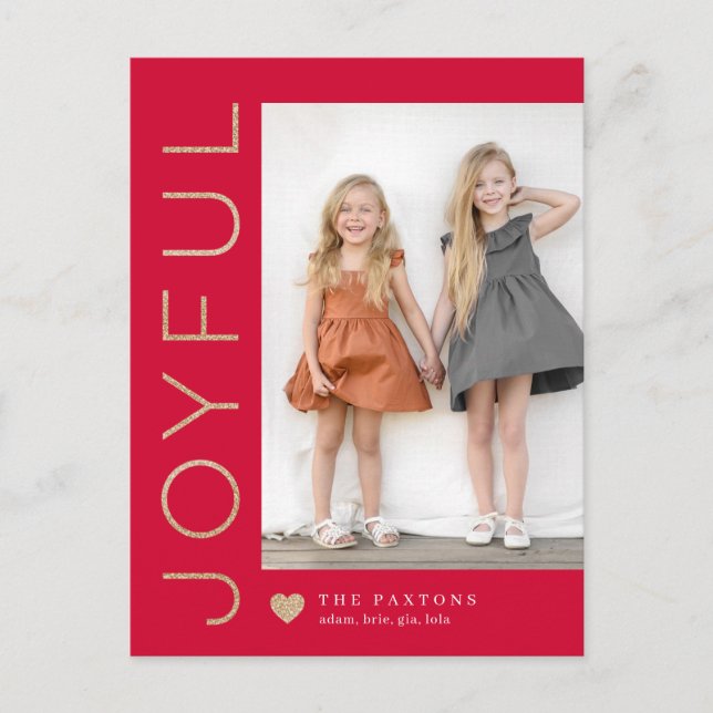 Joyful Heart EDITABLE COLOR Holiday Postcard (Front)