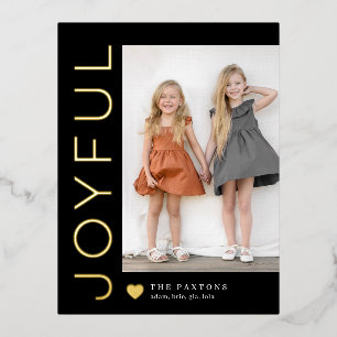 Joyful Heart Editable Colour Foil Holiday Postcard