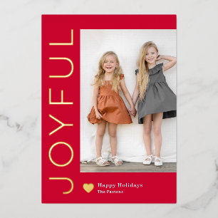 Joyful Heart Foil Carte de vacances modifiable cou