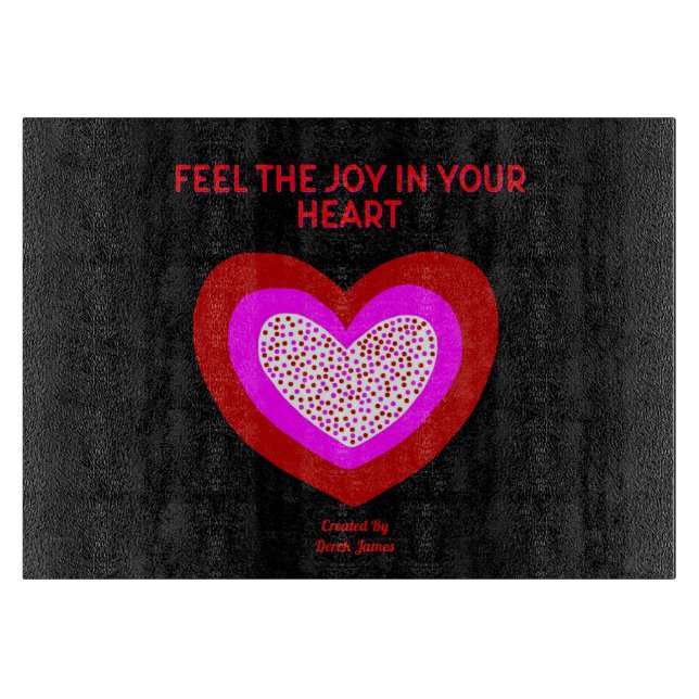 Joyful Heart Glass Cutting Board (Front)