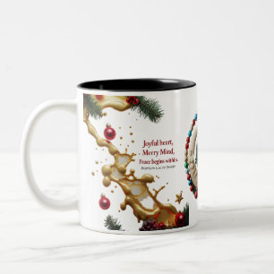 Joyful Heart, Merry Mind — Luxury Christmas Two-Tone Coffee Mug
