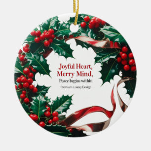 Joyful Heart, Merry Mind — Luxury Holly Berry Ceramic Ornament