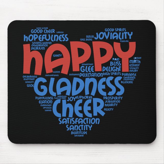 Joyful Heart Typography Mouse Pad (Front)