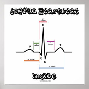 Joyful Heartbeat Inside ECG EKG Electrocardiogram Poster