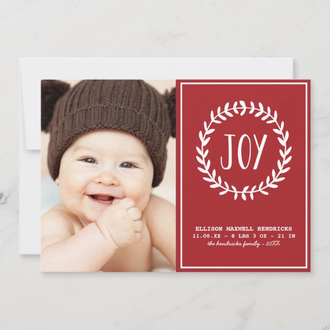 Joyful Hearts | Holiday Birth Announcement (Front)