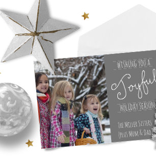 Joyful Holiday Modern Family Photo Carte pliée