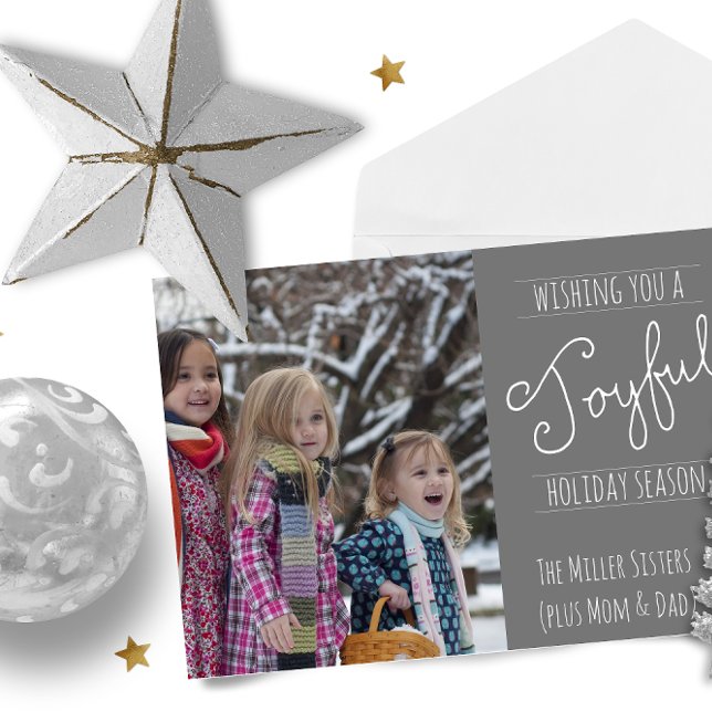 Joyful Holiday Modern Family Photo Carte pliée (Créateur téléchargé)