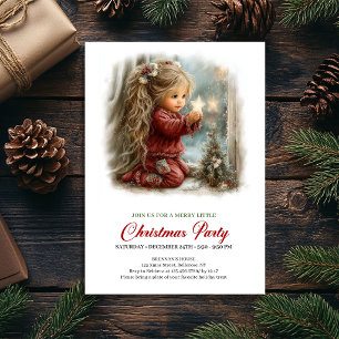 Joyful Holiday Scene Girl Classic Christmas Invite