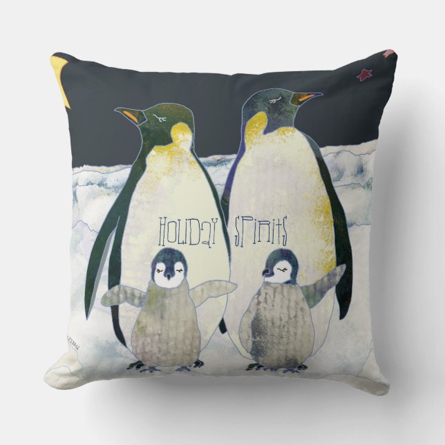 Joyful Holiday Spirits Emperor Penguin Pillows (Front)