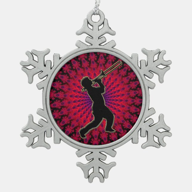 Joyful Holiday Trombone Player Ornament (Front)
