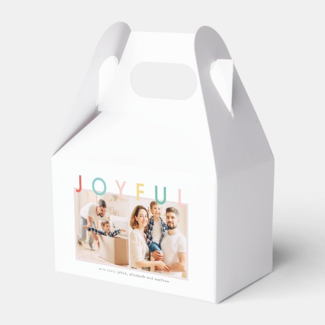 Joyful Holidays Modern Simple Colourful Fun Holida Favor Box (Front Side)