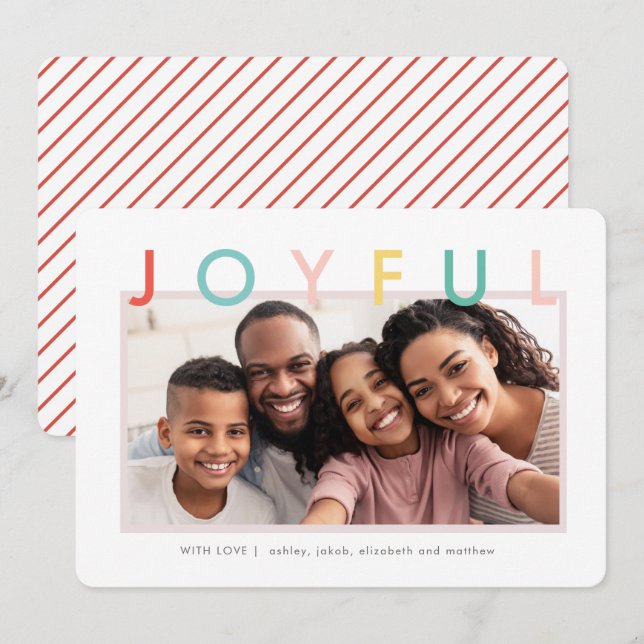 Joyful Holidays Modern Simple Colourful Holiday Card (Front/Back)