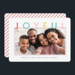 Joyful Holidays Modern Simple Colourful Holiday Card<br><div class="desc">Design is composed of simple serif and sans serif typography. Add a custom photo and family name and year.</div>