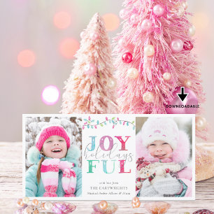 JOYFUL HOLIDAYS   Pastel Holiday Lights 2 Photos Card