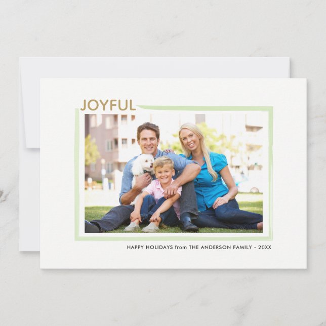 Joyful | Horizontal Photo Christmas Holiday Card (Front)