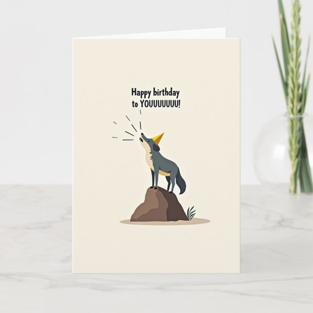 Joyful Howling Pup Birthday Card (Front)