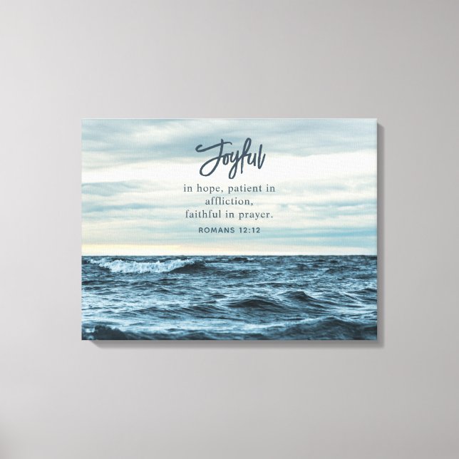 Joyful In Hope Christian Inspirational Ocean Canvas Print (Front)